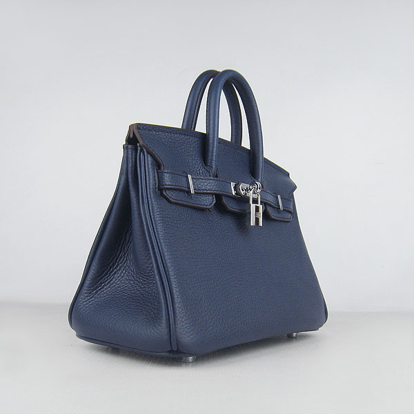 Super A Replica Hermes Togo Leather Birkin 25CM Handbag Dark Blue 6068